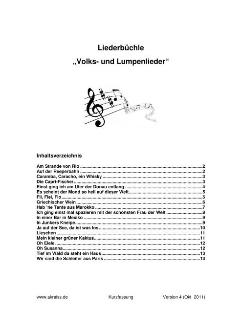 Liederbchle Volks- und Lumpenlieder - Kraiss