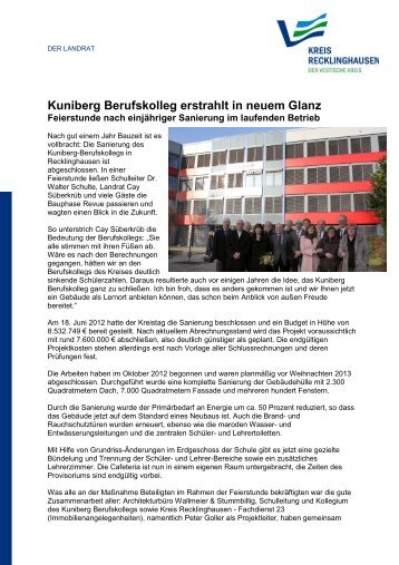 Kuniberg Berufskolleg erstrahlt in neuem Glanz - Kreis ...