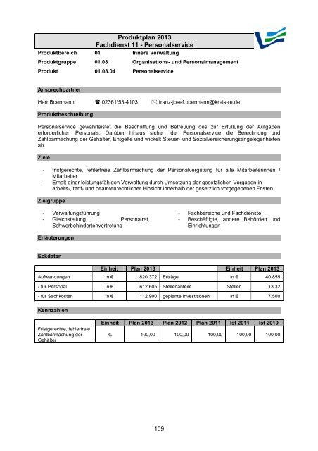 Vorbericht / Anlagen - Kreis Recklinghausen