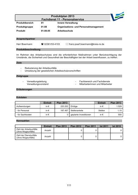 Vorbericht / Anlagen - Kreis Recklinghausen