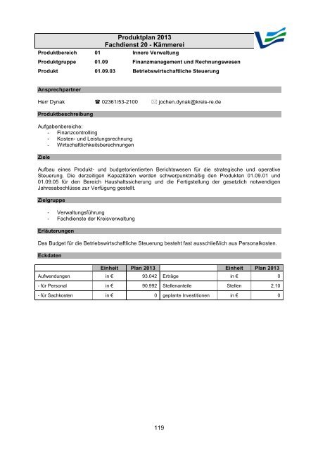 Vorbericht / Anlagen - Kreis Recklinghausen