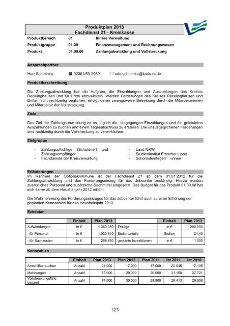 Vorbericht / Anlagen - Kreis Recklinghausen