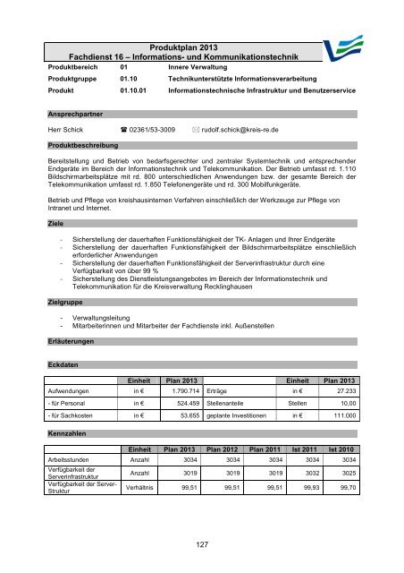 Vorbericht / Anlagen - Kreis Recklinghausen