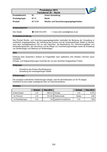 Vorbericht / Anlagen - Kreis Recklinghausen