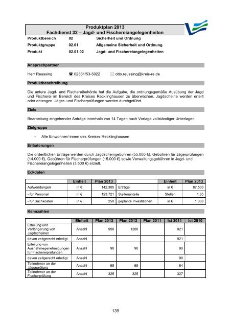 Vorbericht / Anlagen - Kreis Recklinghausen