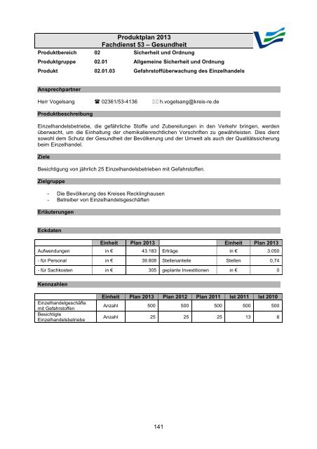 Vorbericht / Anlagen - Kreis Recklinghausen