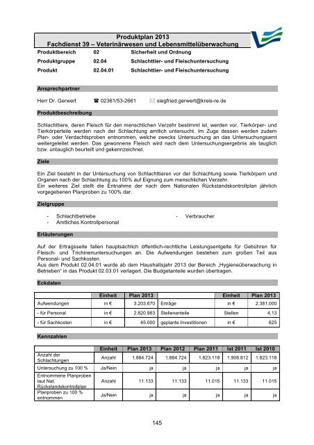 Vorbericht / Anlagen - Kreis Recklinghausen