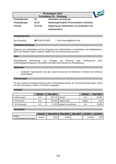 Vorbericht / Anlagen - Kreis Recklinghausen