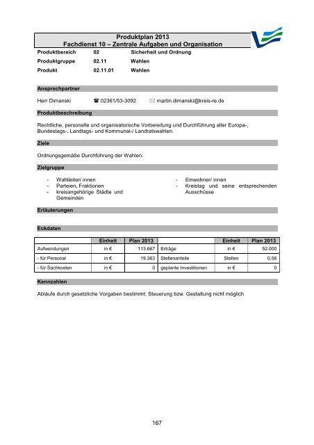 Vorbericht / Anlagen - Kreis Recklinghausen