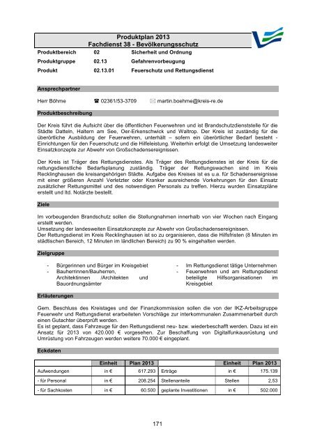 Vorbericht / Anlagen - Kreis Recklinghausen