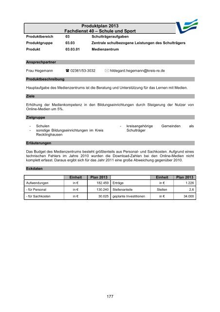 Vorbericht / Anlagen - Kreis Recklinghausen