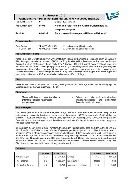 Vorbericht / Anlagen - Kreis Recklinghausen