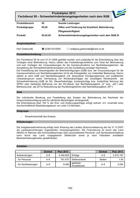 Vorbericht / Anlagen - Kreis Recklinghausen