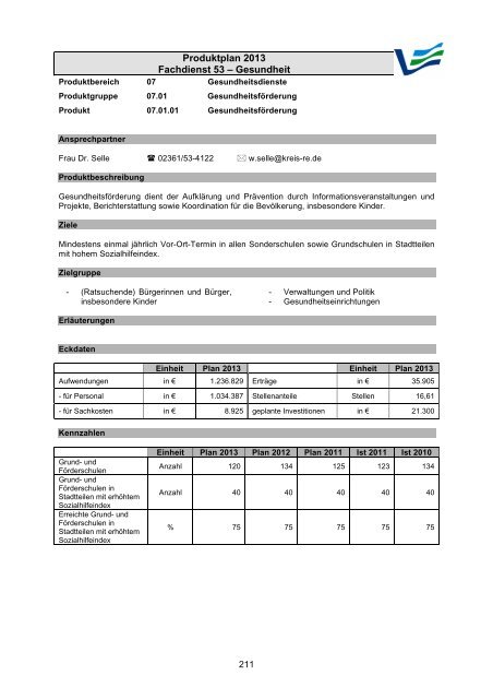 Vorbericht / Anlagen - Kreis Recklinghausen