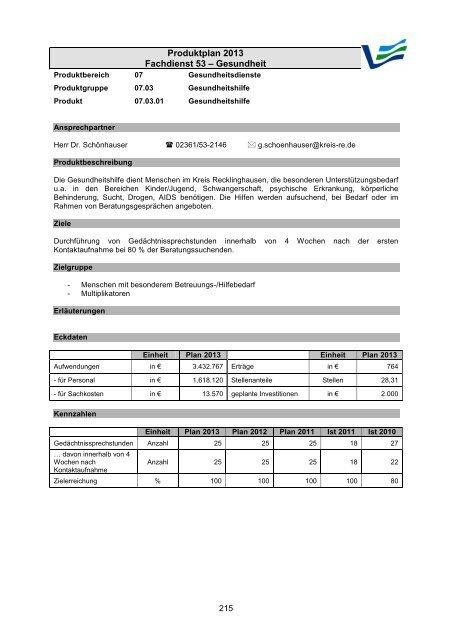 Vorbericht / Anlagen - Kreis Recklinghausen