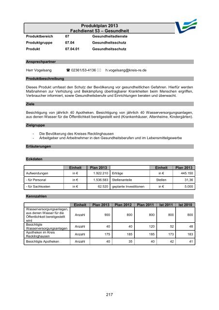 Vorbericht / Anlagen - Kreis Recklinghausen