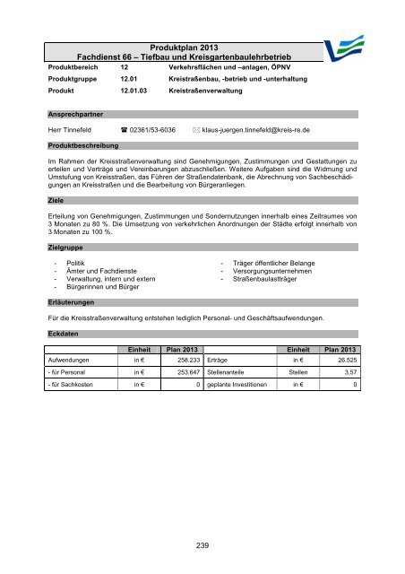 Vorbericht / Anlagen - Kreis Recklinghausen