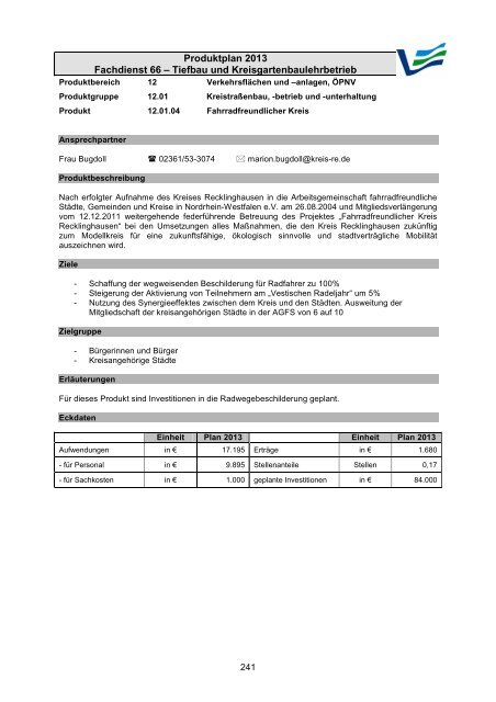 Vorbericht / Anlagen - Kreis Recklinghausen