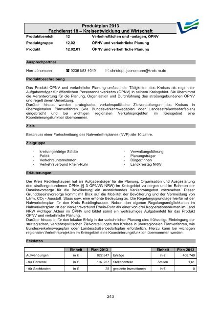 Vorbericht / Anlagen - Kreis Recklinghausen