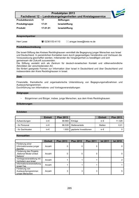 Vorbericht / Anlagen - Kreis Recklinghausen