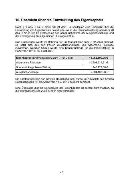 Vorbericht / Anlagen - Kreis Recklinghausen