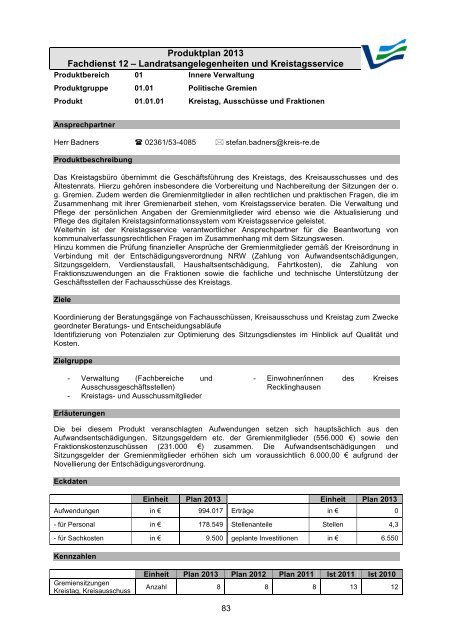 Vorbericht / Anlagen - Kreis Recklinghausen