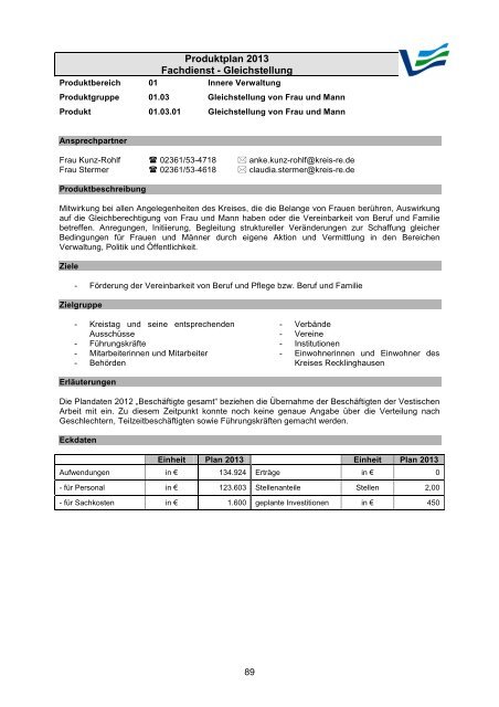 Vorbericht / Anlagen - Kreis Recklinghausen