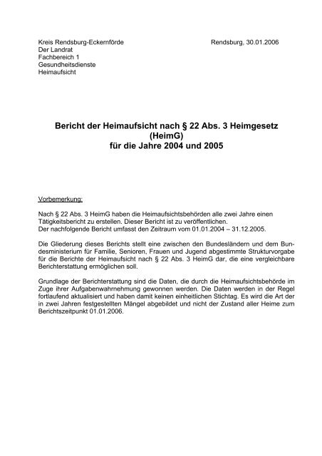 Bericht der Heimaufsicht fÃ¼r die Jahre 2004 und 2005 - Kreis ...