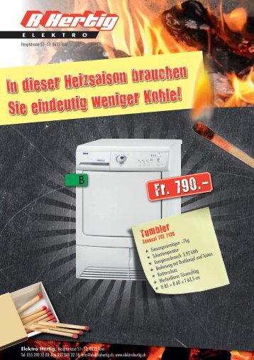 Fr. 790.- In dieser Heizsaison brauchen Sie ... - bei Elektro Hertig