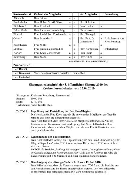 Sitzungsniederschrift der 5. Ã¶ffentlichen Sitzung 2010 des ...