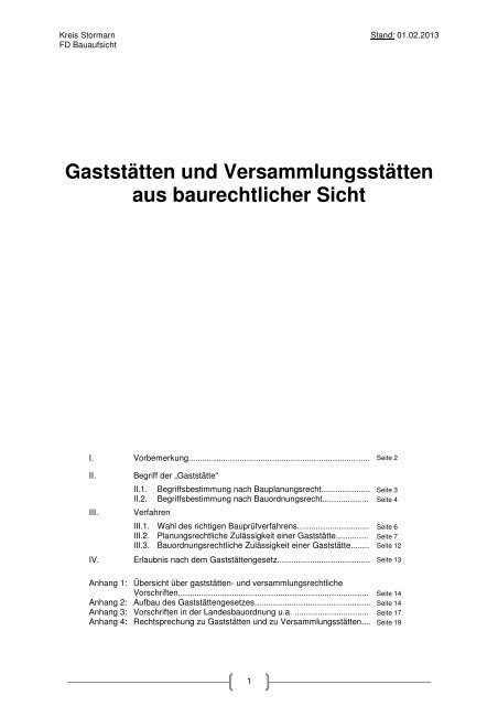 Gaststätten und Versammlungsstätten im Baurecht - Kreis Stormarn