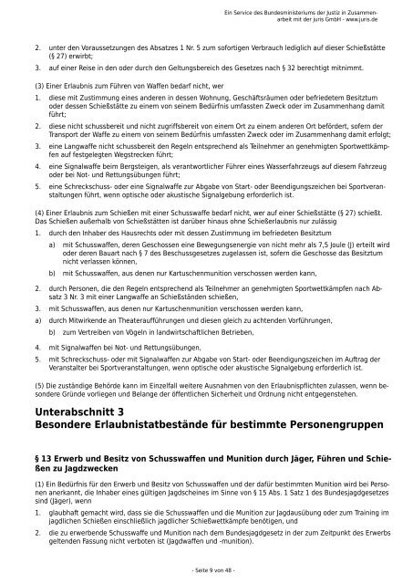 Waffengesetz (WaffG) - Kreis 8