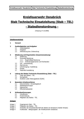 Stabsdienstordnung TEL - Kreisfeuerwehr OsnabrÃ¼ck