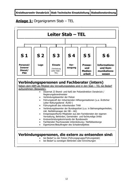 Stabsdienstordnung TEL - Kreisfeuerwehr OsnabrÃ¼ck