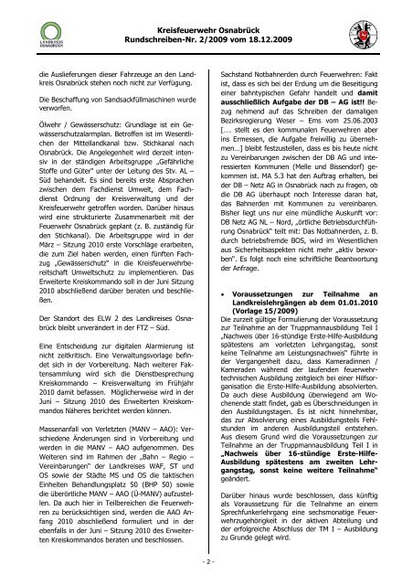 Rundschreiben Nr. 2/2009 vom 18.12.2009 - Kreisfeuerwehr ...