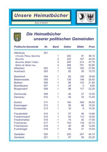 Die HeimatbÃ¼cher der politischen Gemeinden - Kreisgemeinschaft ...