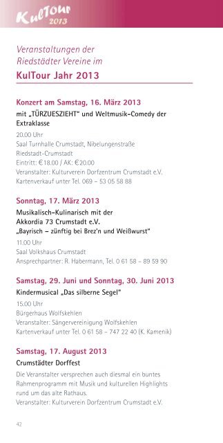 Kulturprogramm 2013 - Stadt Riedstadt