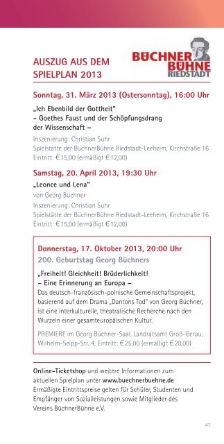 Kulturprogramm 2013 - Stadt Riedstadt