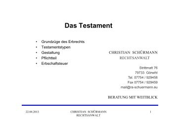 Das Testament von Rechtsanwalt Christian SchÃ¼rmann