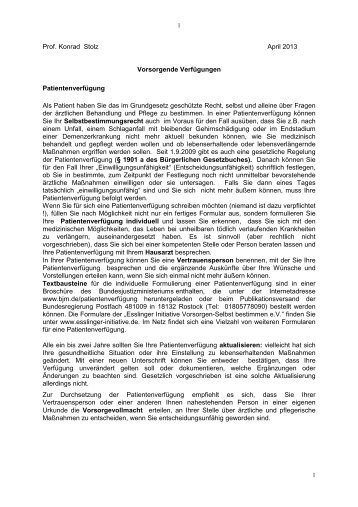 PatientenverfÃ¼gung & Vorsorgevollmacht Prof. Konrad Storz