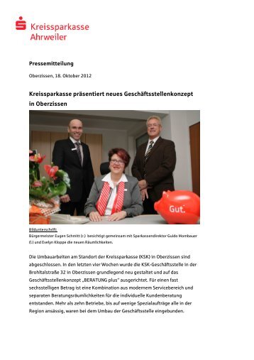 Kreissparkasse prÃ¤sentiert neues GeschÃ¤ftsstellenkonzept in ...