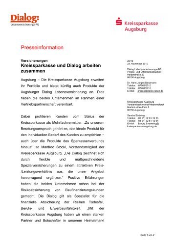 Kreissparkasse und Dialog arbeiten zusammen