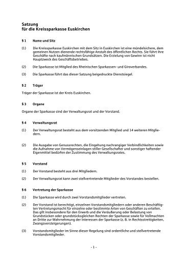 091122k Satzung der KSK EU - Kreissparkasse Euskirchen