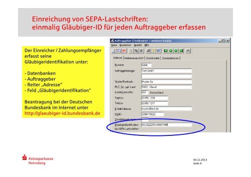 SFirm - SEPA-Umstellung - Kreissparkasse Heinsberg