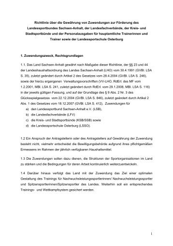 Institutionelle Förderung - Kreissportbund Saalekreis