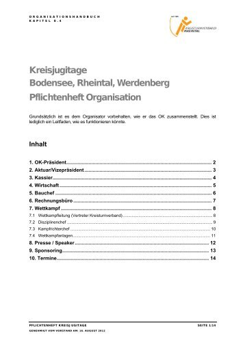 Pflichtenheft - Kreisturnverband Rheintal
