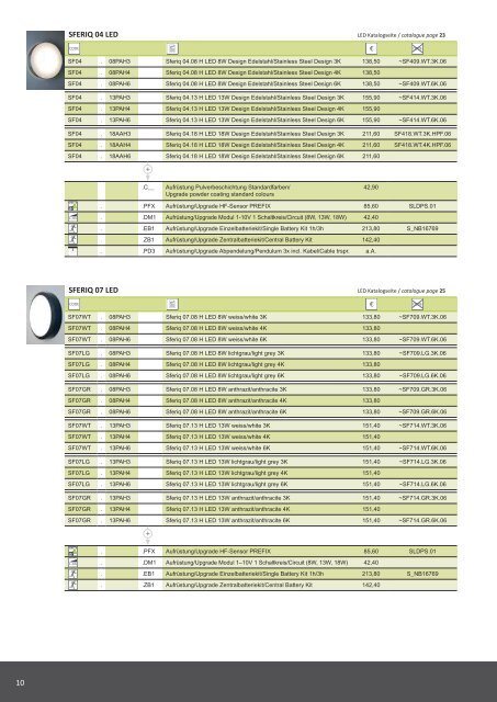 PREISLISTE / PRICE LIST - Akzentlicht