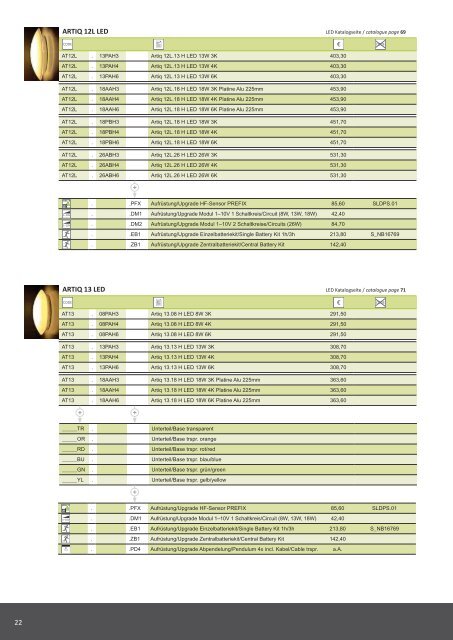 PREISLISTE / PRICE LIST - Akzentlicht