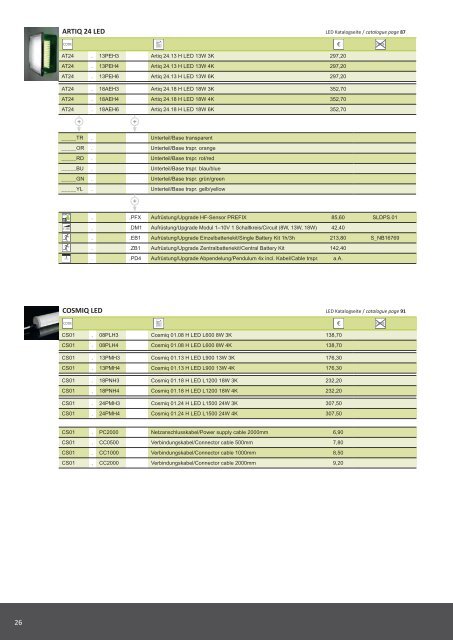 PREISLISTE / PRICE LIST - Akzentlicht