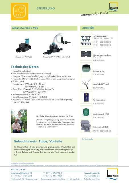 STEUEREINHEIT 9V - Kresko GmbH - Fachhandel fÃ¼r Gartentechnik